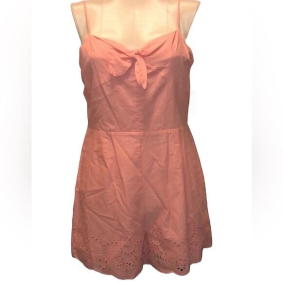 NWT Copper Key Romper Junior’s Size XL Eyelet Peach / Pink Spaghetti Straps - Picture 1 of 13